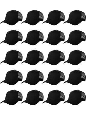 20 Pack Adjustable Blank Trucker Hats - Unisex Bulk Baseball Caps for